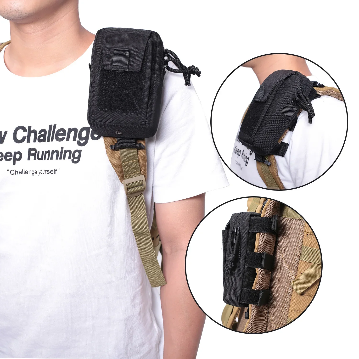 Running Gear Backpack - Molle Rucksackgurt-Handyhalterung Hüfttasche für Outdoor-Sportarten, Laufen,