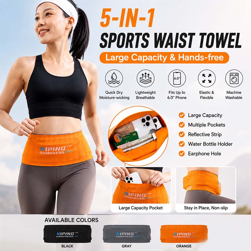 Running Gear Kit - Laufgürtel, unsichtbarer, rutschfester Handyhalter, Gürteltasche mit